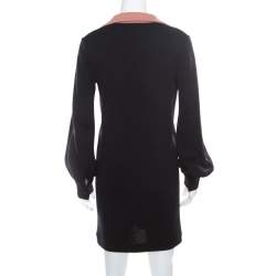 مملوكة مسبقًا Missoni Black Contrast Collar Detail Long Sleeve Wool Dress S