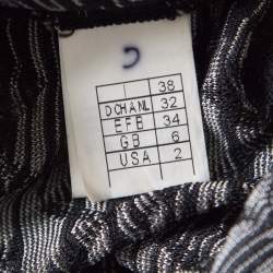 M Missoni Monochrome Chevron Patterned Perforated Knit Flared Sleeve Tunic S