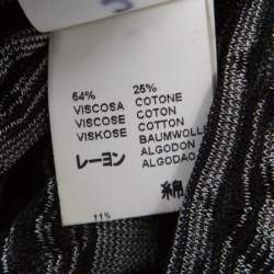 M Missoni Monochrome Chevron Patterned Perforated Knit Flared Sleeve Tunic S