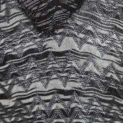 M Missoni Monochrome Chevron Patterned Perforated Knit Flared Sleeve Tunic S