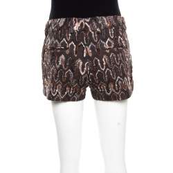 Pre Owned Missoni Anthracite Grey Flame Patterned Knit Wool Shorts S