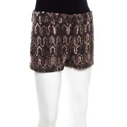 Pre Owned Missoni Anthracite Grey Flame Patterned Knit Wool Shorts S