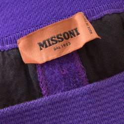 Pre Owned Missoni Purple Chevron Knit Elasticized Waist Wide Leg Pants S