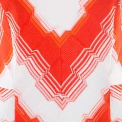 Pre Owned Missoni Orange and White Stretch Knit Sleeveless Sheath Dress S