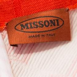 Pre Owned Missoni Orange and White Stretch Knit Sleeveless Sheath Dress S