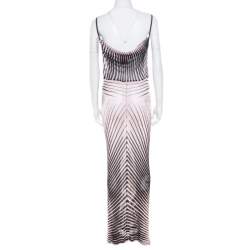 Pre Owned Missoni Pink and Black Patterned Sheer Knit Sleeveless Maxi Dress M