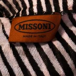 Pre Owned Missoni Pink and Black Patterned Sheer Knit Sleeveless Maxi Dress M