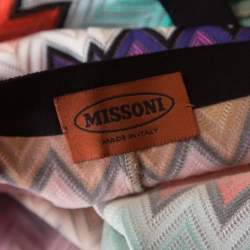 Pre Owned Missoni Multicolor Chevron Pattern Knit Contrast Trim Detail Mini Shorts M