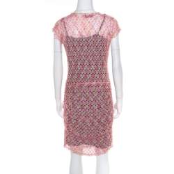 Missoni Multicolor Perforated Knit Ruched Sleeveless Dress M