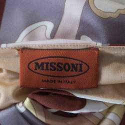 Pre Owned Missoni Multicolor Printed Jersey Plunge Neck Long Sleeve Dress S