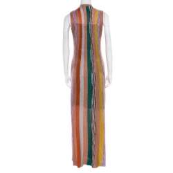 Pre Owned Missoni Multicolor Striped Lurex Knit Sleeveless Maxi Dress S