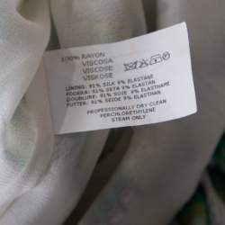 Pre Owned Missoni Green and White Patterned Knit V-Neck Sleeveless Dress S