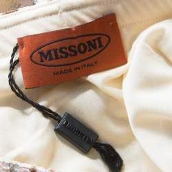 Pre Owned Missoni Pink and Brown Perforated Knit Elasticized Waist Skirt L