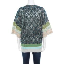 Pre Owned Missoni Multicolor Chunky Perforated Knit Boat Neck Sweater M