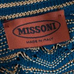 Pre Owned Missoni Multicolor Chunky Perforated Knit Boat Neck Sweater M