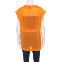 Pre Owned Missoni Saffron Orange Sheer Back Panel Sleeveless Top L
