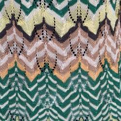 Pre Owned Missoni Multicolor Pattenred Perforated Knit Scalloped Hem Top M