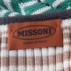 Pre Owned Missoni Multicolor Pattenred Perforated Knit Scalloped Hem Top M