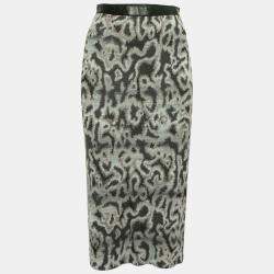 Pre Owned Missoni Grey Jacquard Knit Midi Pencil Skirt S