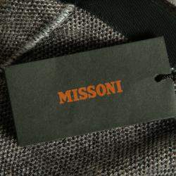 Pre Owned Missoni Grey Jacquard Knit Midi Pencil Skirt S