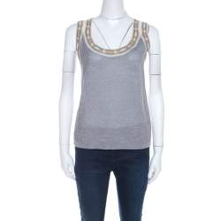 Pre Owned M Missoni Grey Knit Cardigan and Sleeveless Top Set M