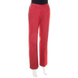 Pre Owned M Missoni Red Cotton Denim Wide Legged Jeans M 