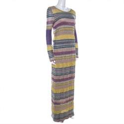 Pre Owned Missoni Multicolor Patterned Lurex Knit Maxi Dress S