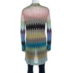 Pre Owned Missoni Multicolor Lurex Knit Open Front Cardigan S