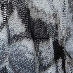 Pre Owned Missoni Monochrome Perforated Knit Open Front Beach Cover Up S