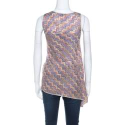 Pre Owned Missoni Multicolor Geometric Patterned Knit Asymmetric Sleeveless Top M