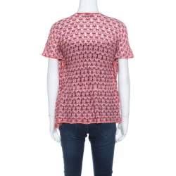 Pre Owned Missoni Purple and Orange Perforated Knit Drawstring Detail Top M 