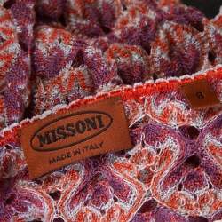 Pre Owned Missoni Purple and Orange Perforated Knit Drawstring Detail Top M 