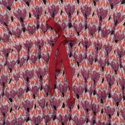 Pre Owned Missoni Purple and Orange Perforated Knit Drawstring Detail Top M 