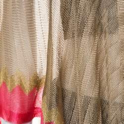 Pre Owned Missoni Gold and Pink Knitted Fringed Poncho (One Size)