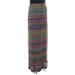 Pre Owned Missoni Multicolor Geometric Pattered Knit Maxi Skirt S