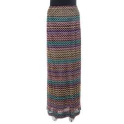 Pre Owned Missoni Multicolor Geometric Pattered Knit Maxi Skirt S