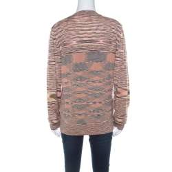 Pre Owned Missoni Multicolor Striped Cashmere & Silk Blend Long Sleeve Sweater XL