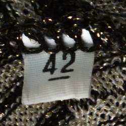 M Missoni Cream Black Gold Lurex Knit Striped Pattern Maxi Dress M