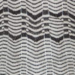 Pre Owned M Missoni Cream Black Gold Lurex Knit Striped Pattern Maxi Dress M