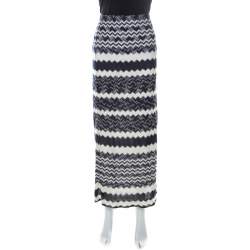 Pre Owned Missoni Bicolor Chevron Crochet Knit Maxi Skirt L