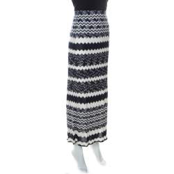 Pre Owned Missoni Bicolor Chevron Crochet Knit Maxi Skirt L