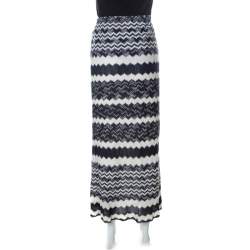 Pre Owned Missoni Bicolor Chevron Crochet Knit Maxi Skirt L