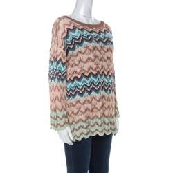 Pre Owned Missoni Beige Crochet Knit Flared Sleeve Top L