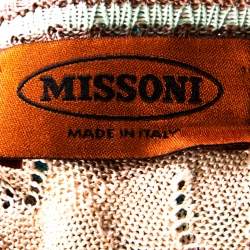 Pre Owned Missoni Beige Crochet Knit Flared Sleeve Top L