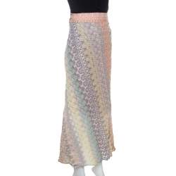Pre Owned Missoni Pastel Multicolour Crochet Knit Midi Skirt M