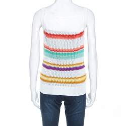 Pre Owned Missoni White Multicolor Striped Knit Sleeveless Top M