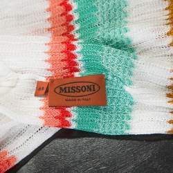 Pre Owned Missoni White Multicolor Striped Knit Sleeveless Top M