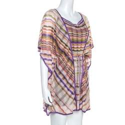 Pre Owned Missoni Mare Multicolor Chevron Patterned Knit Kaftan Tunic M