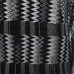 Pre Owned Missoni Monochrome Chevron Knit Fringe Detail Dress M