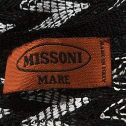 Pre Owned Missoni Monochrome Chevron Knit Fringe Detail Dress M